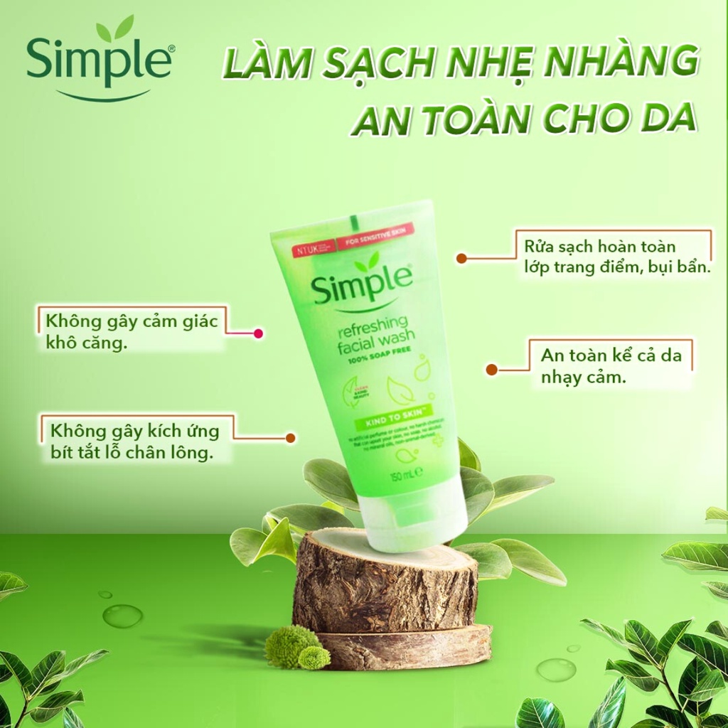 Sữa Rửa Mặt Simple Kind To Skin Refreshing Facial Wash Gel 150ml