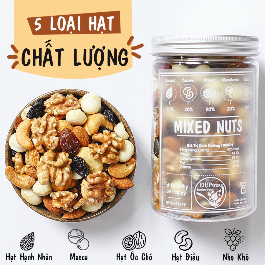 MIX NUTS 5 Loại Hạt Chất Lượng Đẹp Store - Dinh Dưỡng Cho Mẹ Và Bé