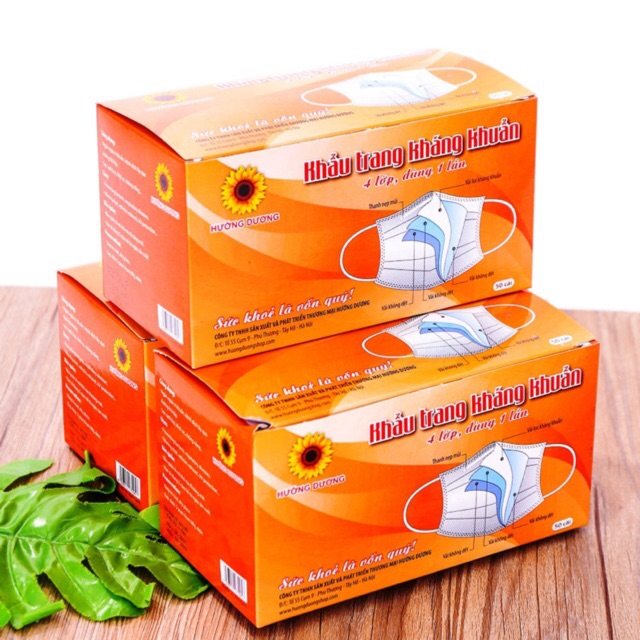 Khẩu Trang Y Tế Kháng Khuẩn 4 Lớp Hướng Dương Hộp 50 cái