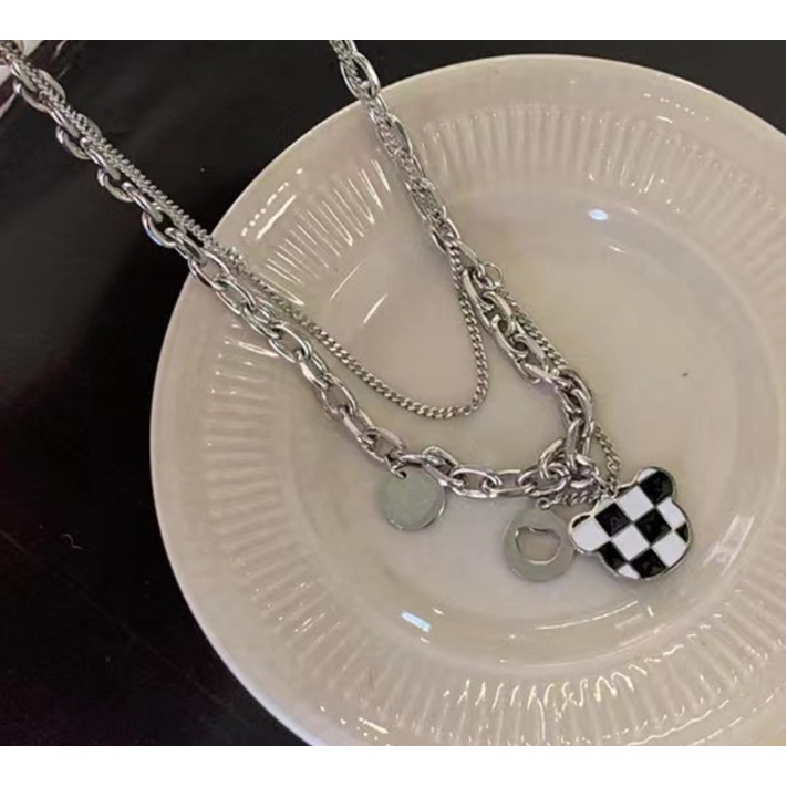 Dây chuyền Gấu Caro cute phô mai que Ula Shop phong cách Hàn Quốc Cá tính dễ thương