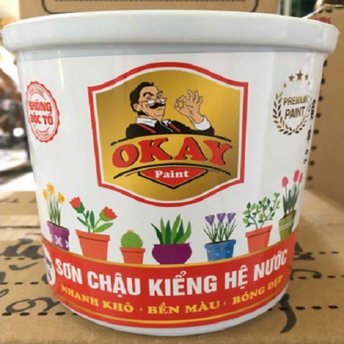 Combo 2 hoặc 3 Lon Sơn chậu kiểng OKAY hệ nước màu Nâu