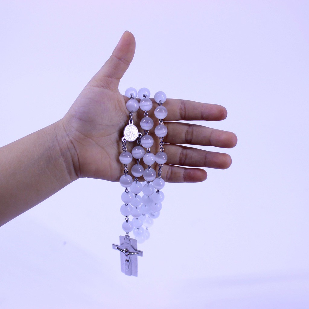 Chuỗi Tràng Hạt Mân Côi  opal mắt meo 50 hạt ̣