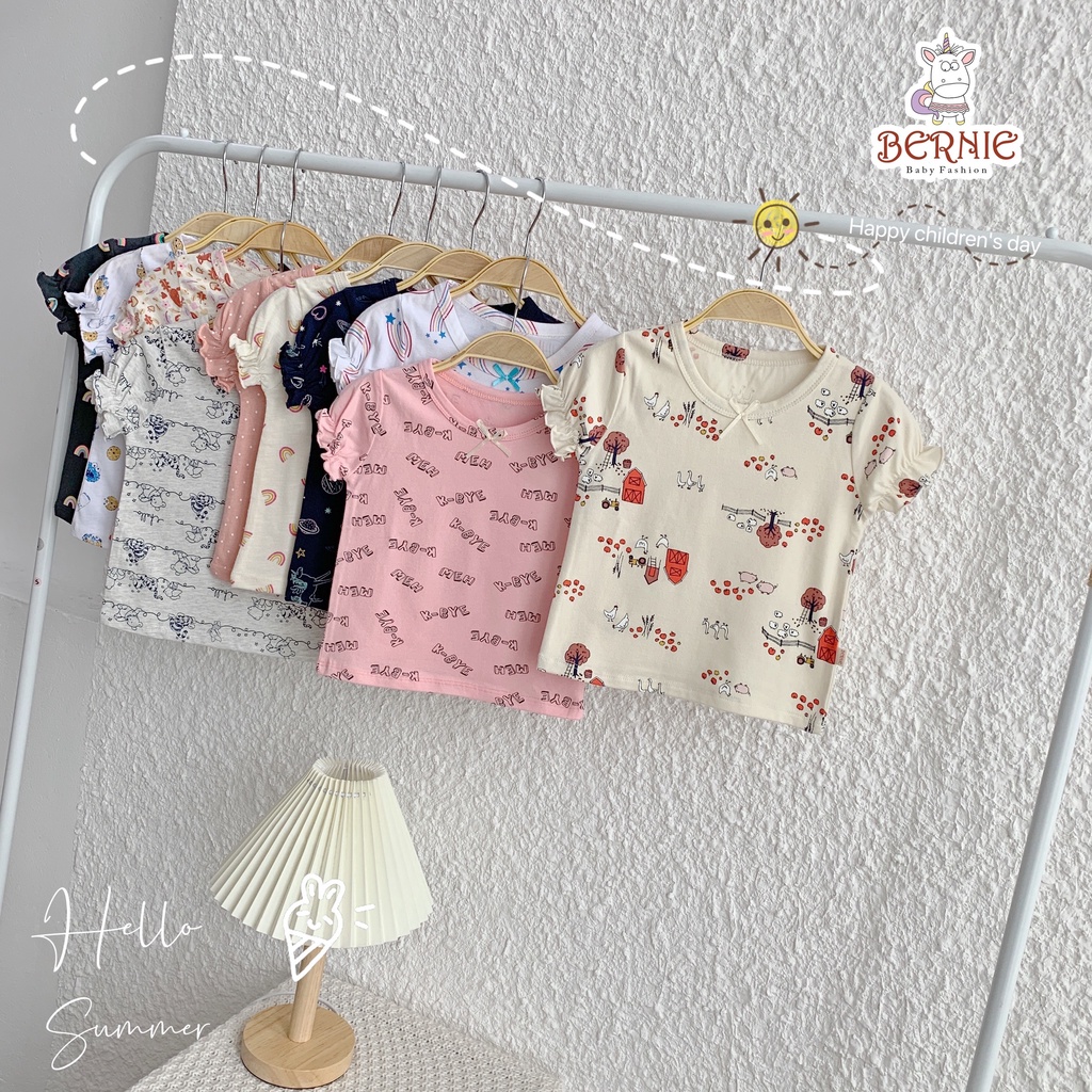 Set 3 áo cộc tay cho bé gái, áo cotton mềm mát hoạt tiết xinh xắn (giao màu ngẫu nhiên)