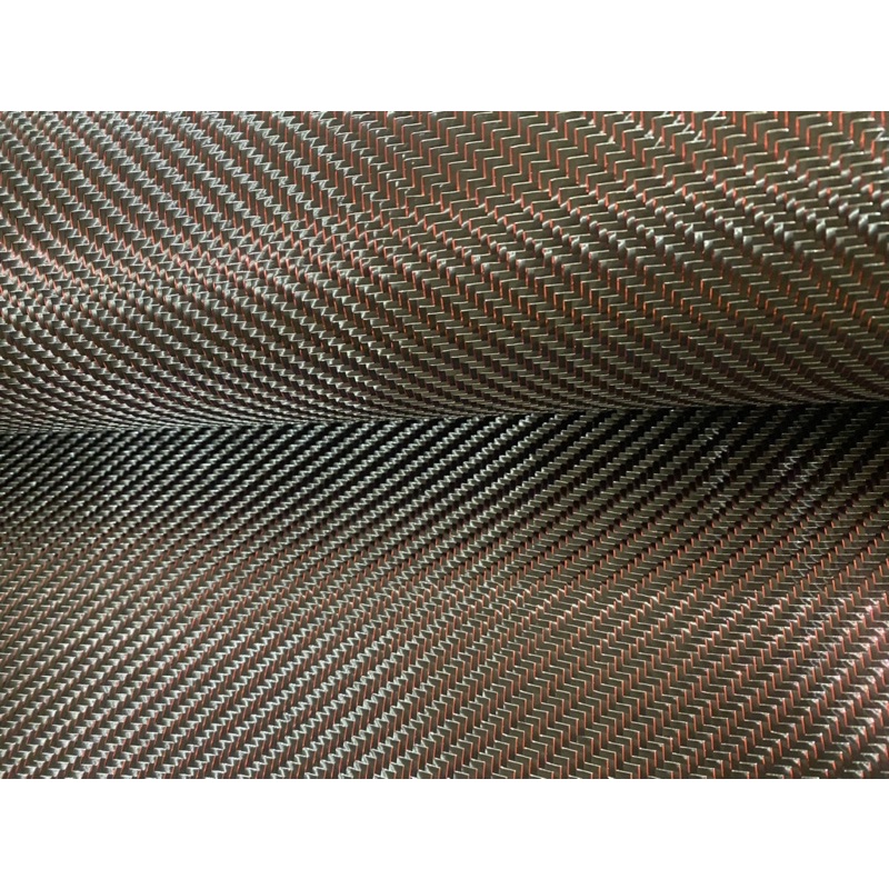 Vải carbon kevla xiên đỏ đen bạc 3 sợi