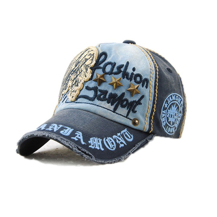 NÓN KẾT JEANS RÁCH HÀNG NHẬP MŨ LƯỠI TRAI ÔNG ĐỊA JAMONT ĐINH TÁN NGÔI SAO