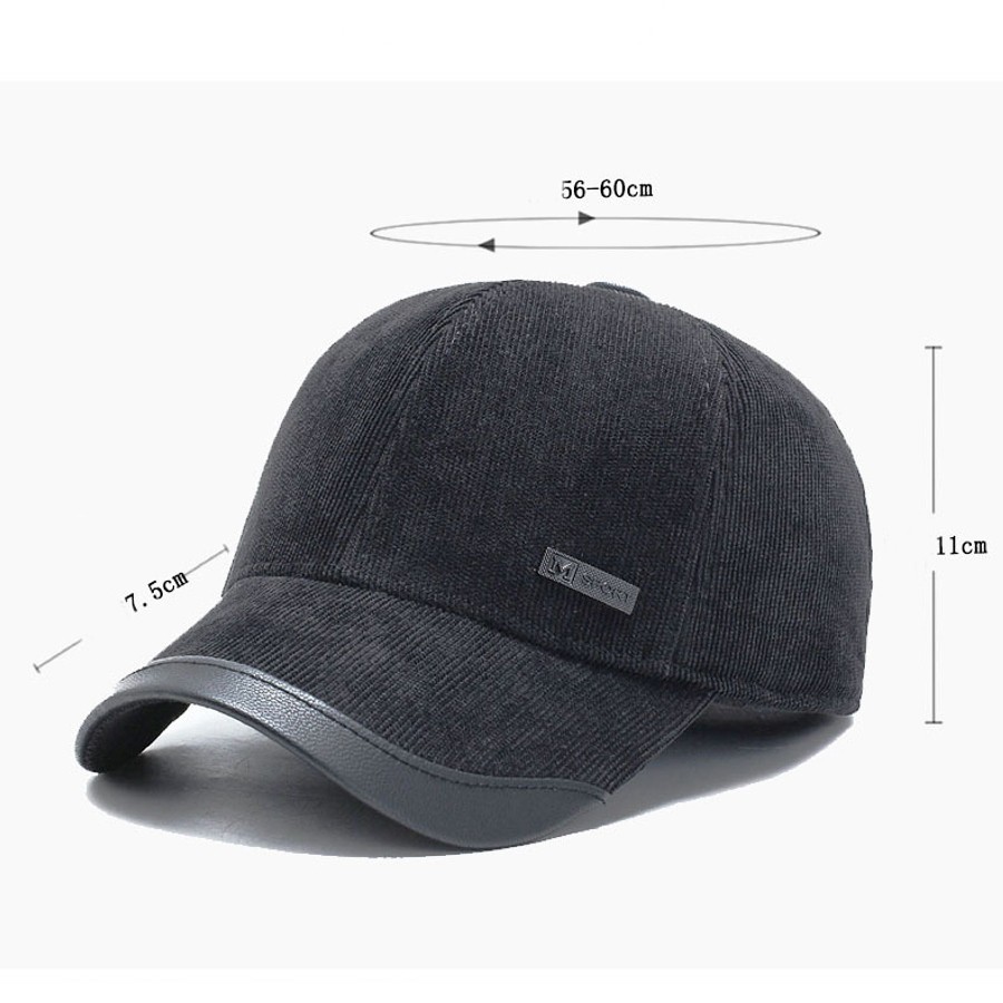 Mũ lưỡi trai mùa đông viền da M Sport có che tai – vải nhung tăm cao cấp