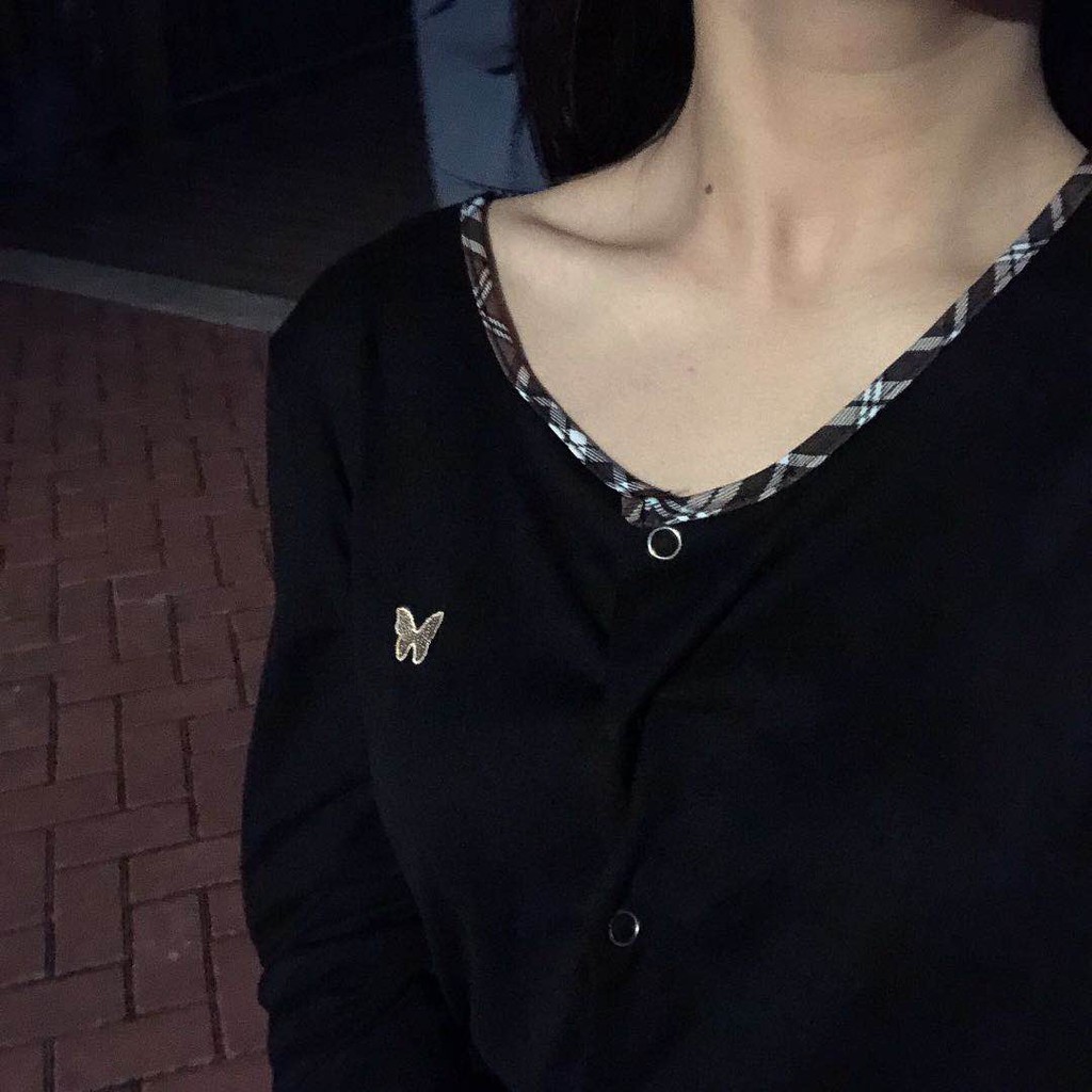 Set áo tay dài và váy CARO IU thích hợp đi chơi