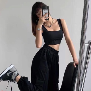Áo croptop nữ 3 lỗ cổ vuông - áo croptop nữ trơn sát nách