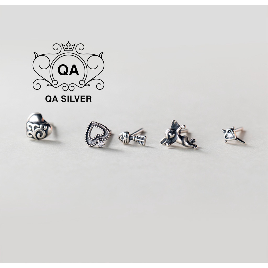 Set khuyên tai bạc 925 thiên thần trái tim S925 ANGEL Silver Earrings QA SILVER EA220505