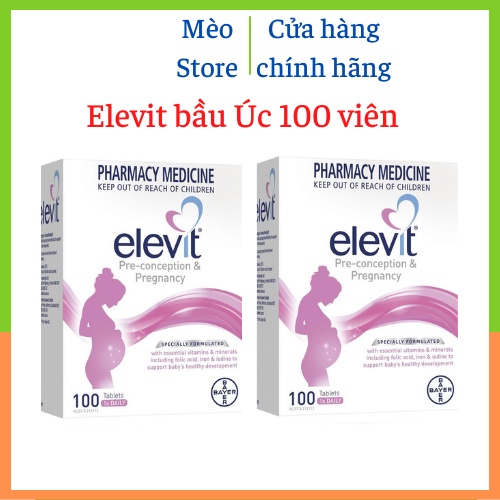 Elevit bầu 100 viên, Vitamin tổng hợp cho bà bầu- Hàng nội địa Úc, có tem chemist
