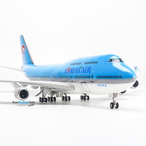 Mô hình máy bay Korean Air Boeing B747 47cm lắp ráp có đèn Everfly