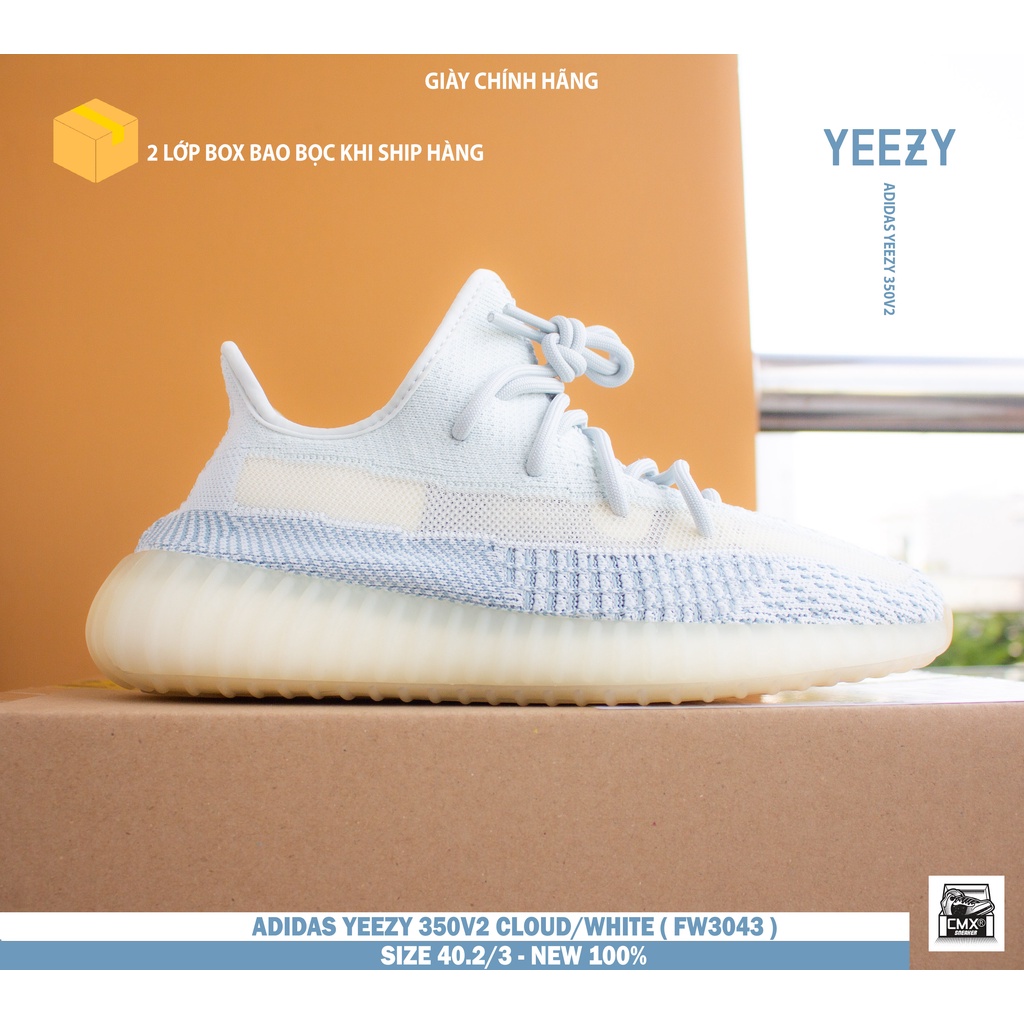 [ HÀNG CHÍNH HÃNG ] GIày Adidas Yeezy350v2 Cloud White ( FW3043 ) - REAL AUTHENTIC 100%