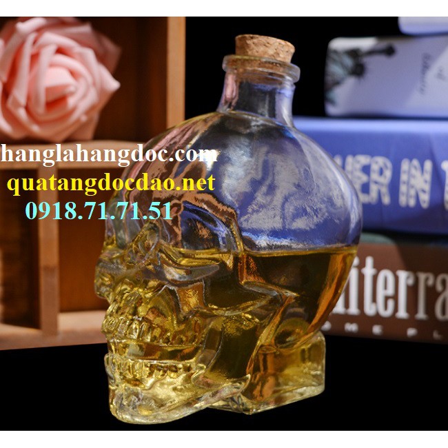 [HÀNG DÀY] Bình đựng rượu đầu lâu (400ml) bằng thủy tinh dày, độc đáo &amp; cá tính