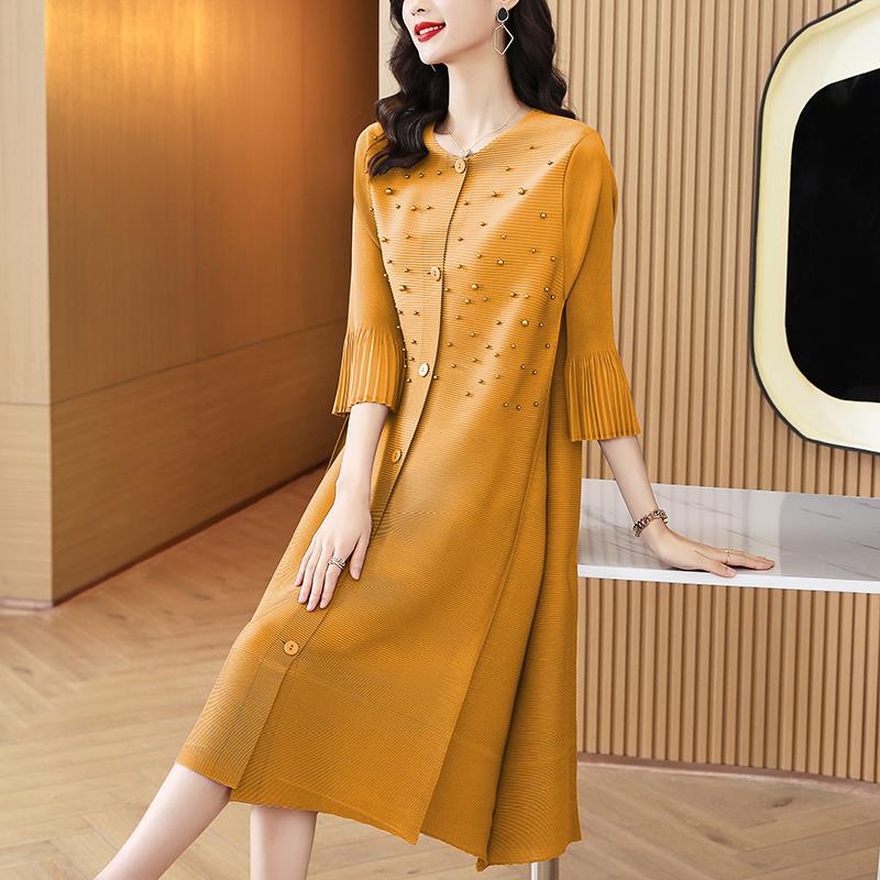 Áo Khoác Dáng Dài Cổ Tròn Đính Hạt Thời Trang Xuân Thu 2022 Cho Nữ