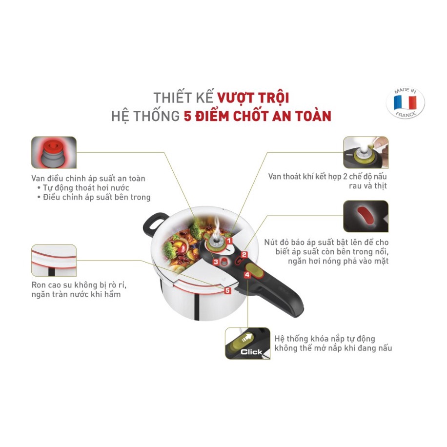 Nồi áp suất cơ đế từ inox Tefal Secure 5 Neo 4 lít