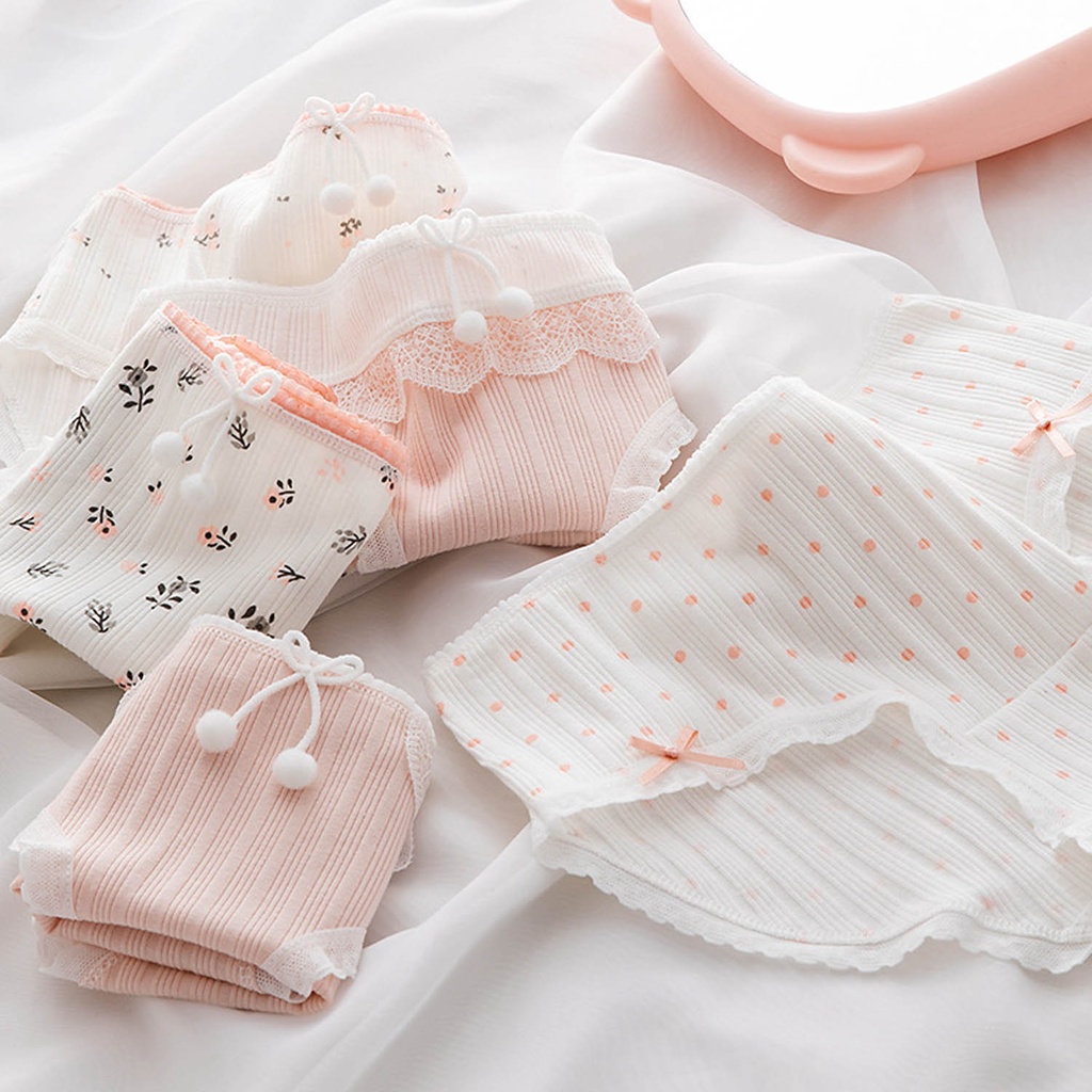 Quần lót nữ cotton viền ren đính nơ dễ thương kháng khuẩn cute quyến rũ đẹp 03