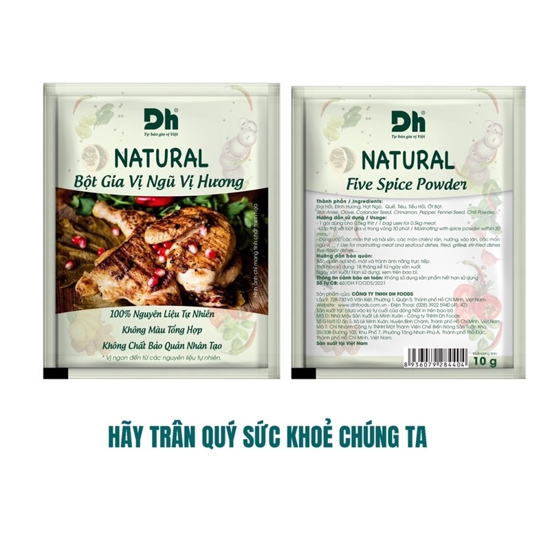 { COMBO 5 GÓI} NATURAL Bột Gia Vị Ngũ Vị Hương 10gr Dh Foods loại gia vị thần kì, giúp màu sắc món ăn trở nên bắt mắt