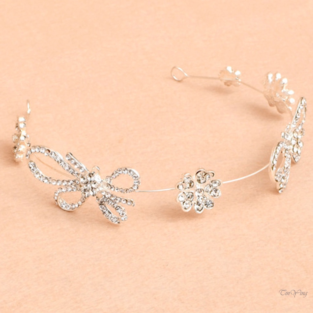 Cài tóc nữ GETNOIVAS dây hợp kim mỏng hình hoa đính đá lấp lánh