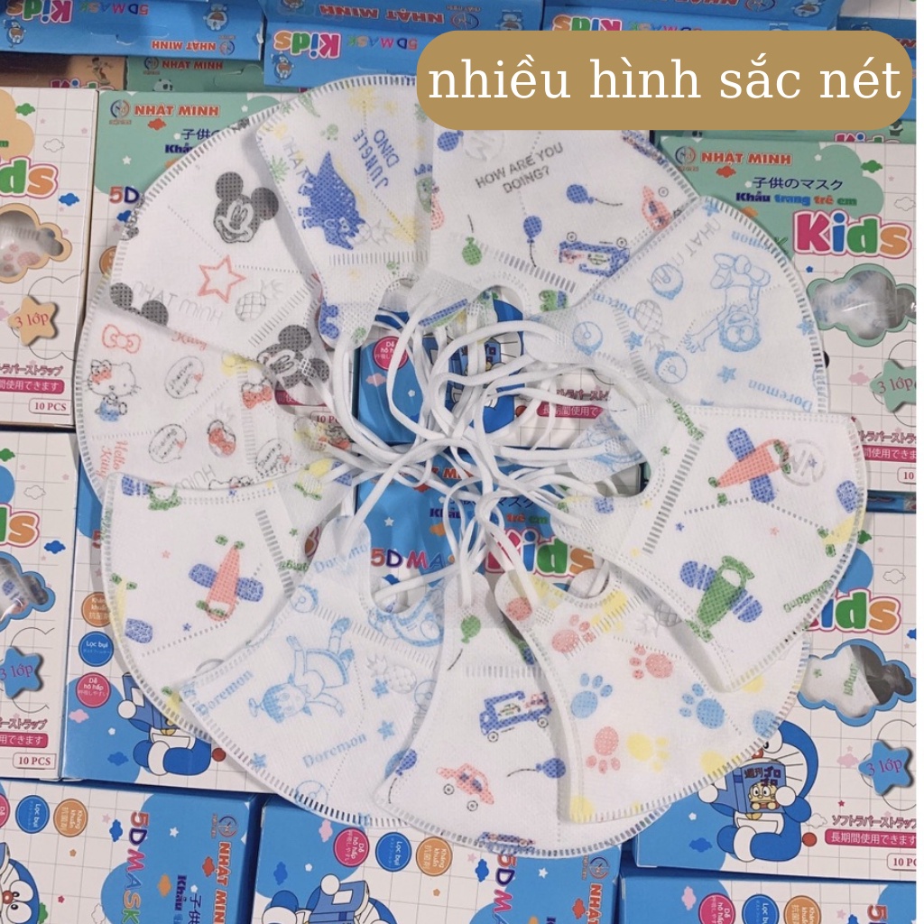 Khẩu trang em bé, SET 10 CÁI KHẨU TRANG GẤU PANDA, DOREMON, MẦM CHỒI LÁ CHO BÉ