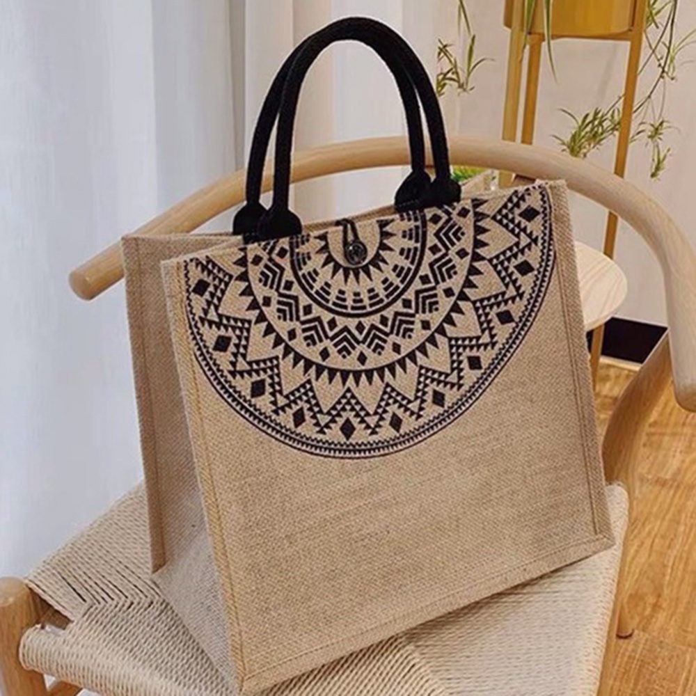 Túi Xách Vải Lanh Cao Cấp Họa Tiết Thổ Cẩm Phong Cách Retro