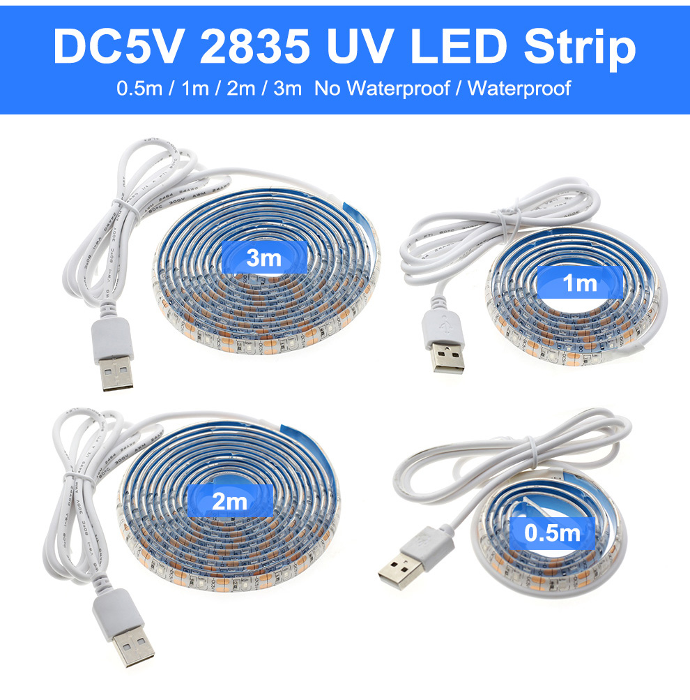 Dây Đèn Led UV 2835 Dc5V Usb Tùy Chọn Chống Thấm Nước / Thấm Nước