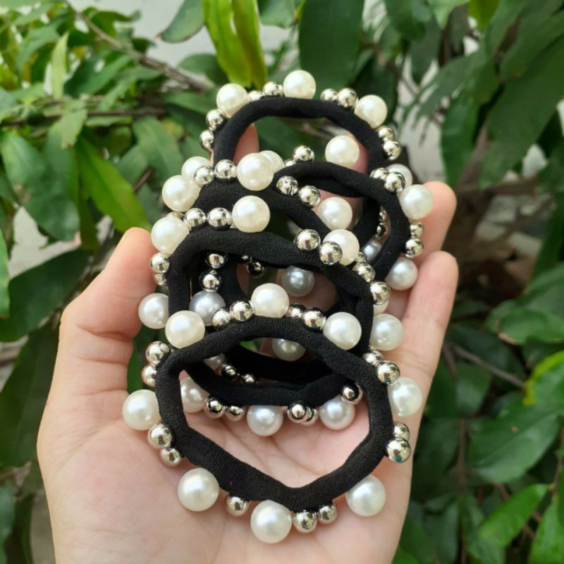 Dây cột tóc đính hạt siêu xinh (Ảnh thật)