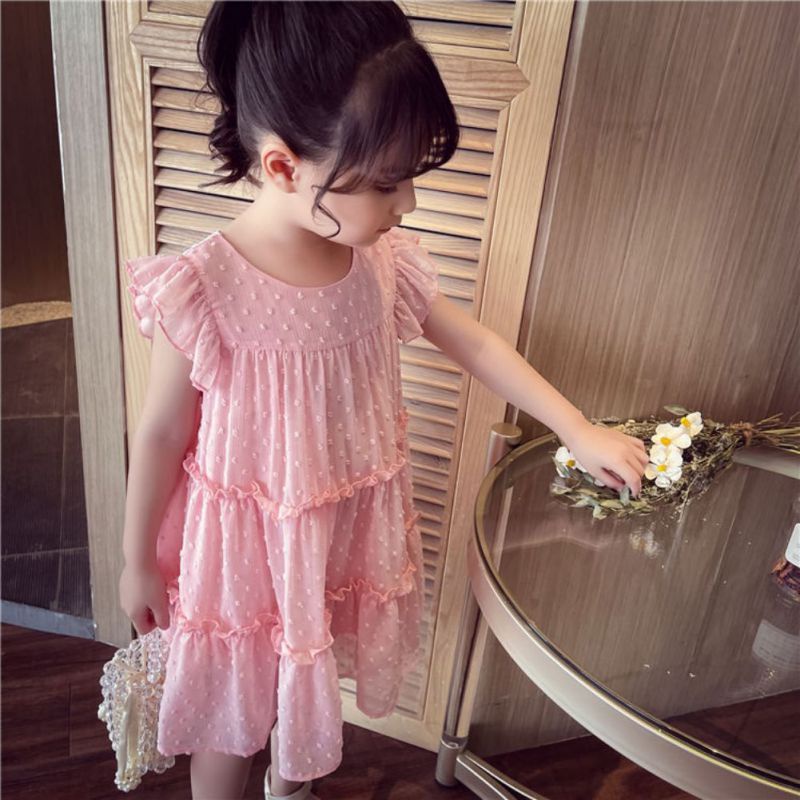Đầm Công Chúa Không Tay Phối Ren Cho Bé Gái