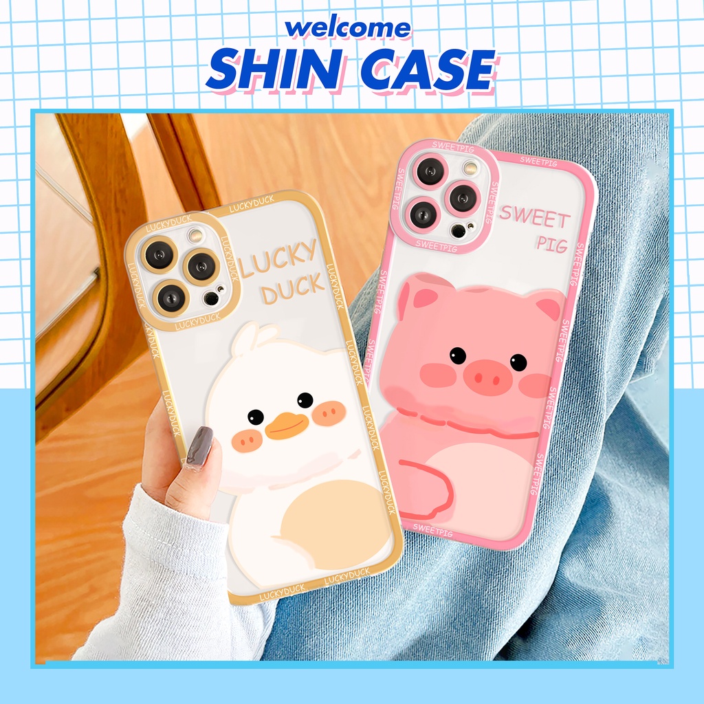 Ốp lưng iphone Duck Pig trong cạnh vuông 6/6plus/6s/6splus/7/7plus/8/8plus/x/xs/11/12/13/14/pro/max/promax/plus