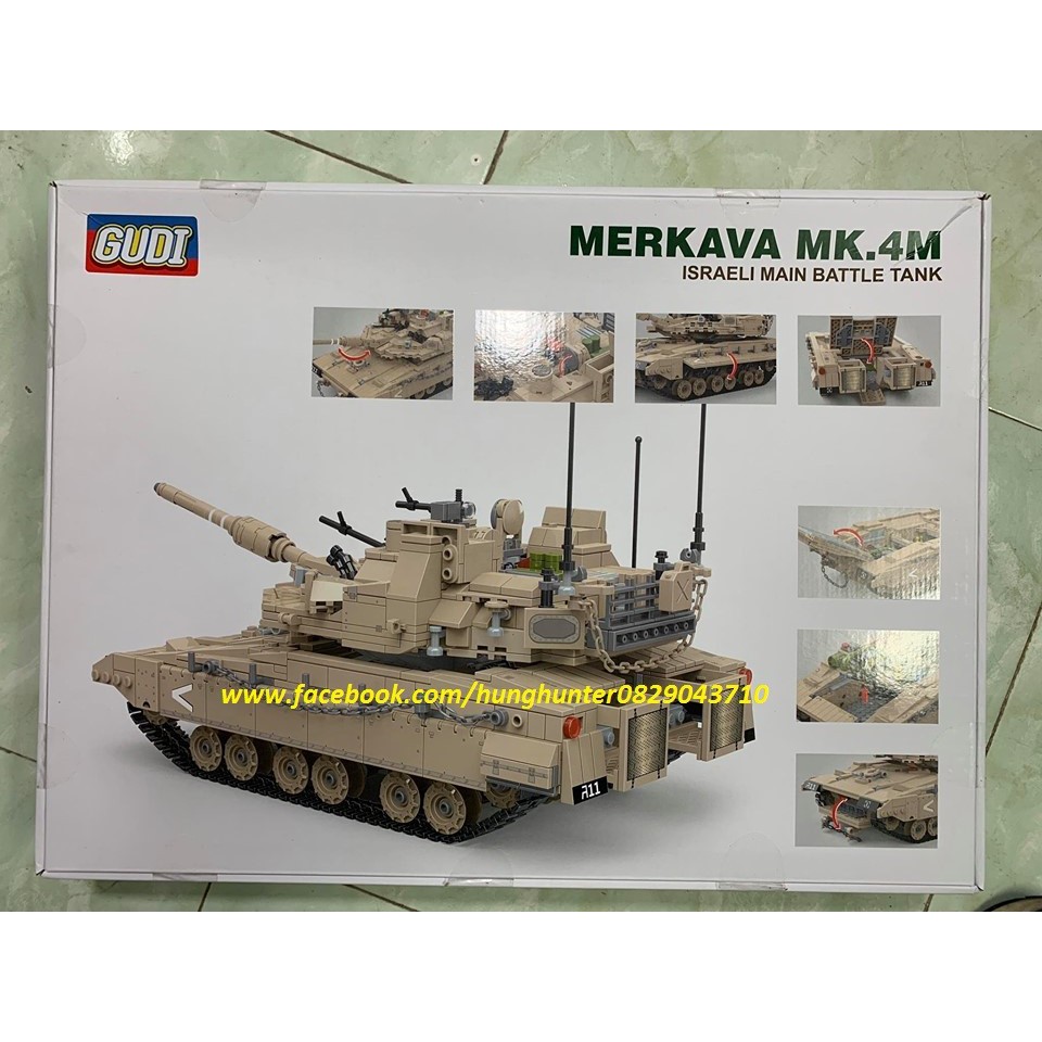 Xếp Hình Army Modern War Gudi 6109 mô hình lắp ráp Xe Tank Merkava Mk4M của Israel