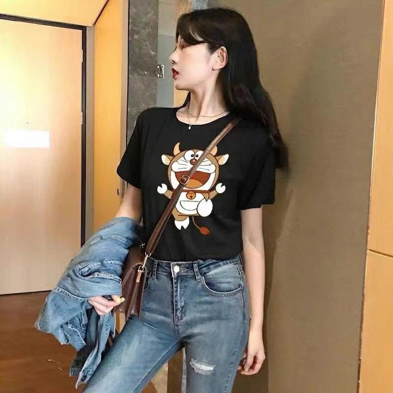 Áo phông cổ tròn GUCCI họa tiết DORAEMON sừng 2021