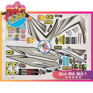 tem rời dán xe exciter 2010 đen bạc 3 lớp