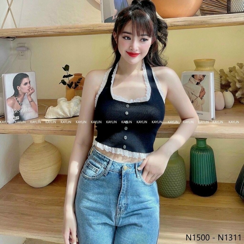 Áo Croptop Yếm Phối Ren Gợi Cảm A5161