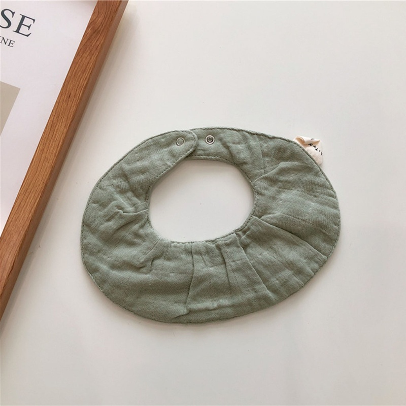 Yếm Ăn Cotton Màu Trơn Thấm Hút Tốt Kèm Nút Cài Tiện Dụng Cho Bé Sơ Sinh