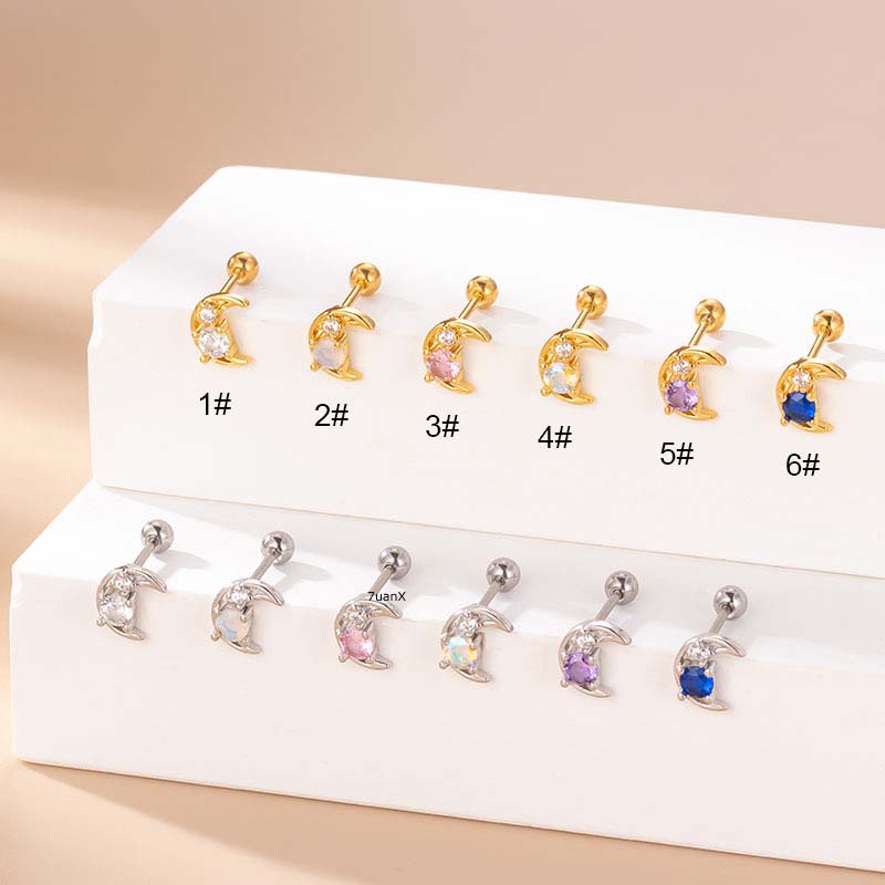 1 Khuyên Tai Helix Dài 6Mm Bằng Thép Không Gỉ Đính Đá Zircon 20Gauge