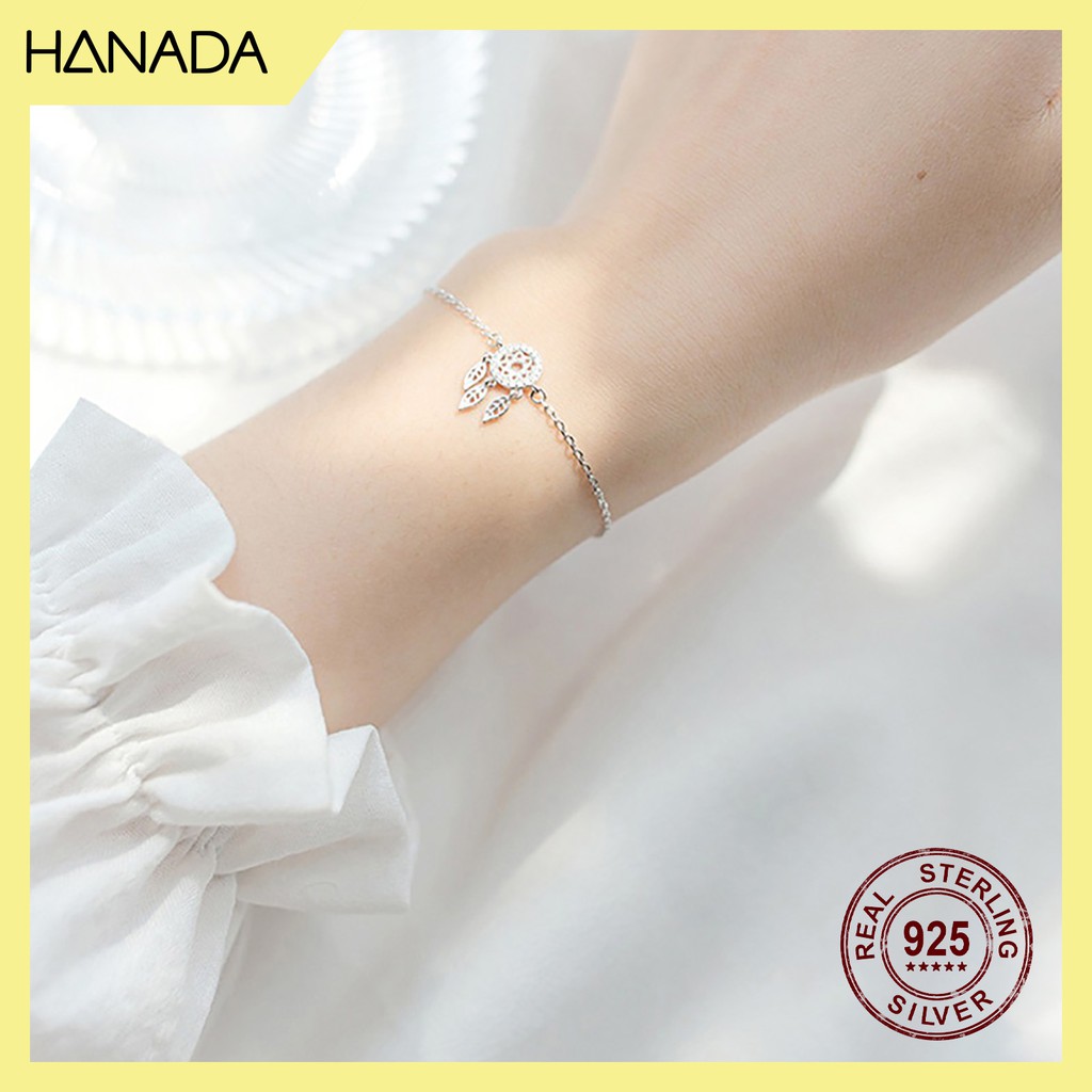 Lắc Tay Bạc 925 Cao Cấp Hanada Phụ Kiện Thời Trang Vòng Tay Nữ Đá Đơn Giản
