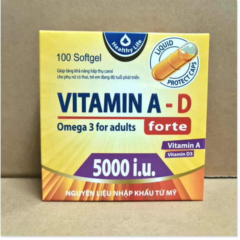 (CHÍNH HÃNG) Viên Uống Vitamin A D Bổ Sung Vitamin Giảm Nguy Cơ Khô Mắt Mỏi Mắt Còi Xương Hỗ Trợ Đẹp Da Hộp 100 Viên