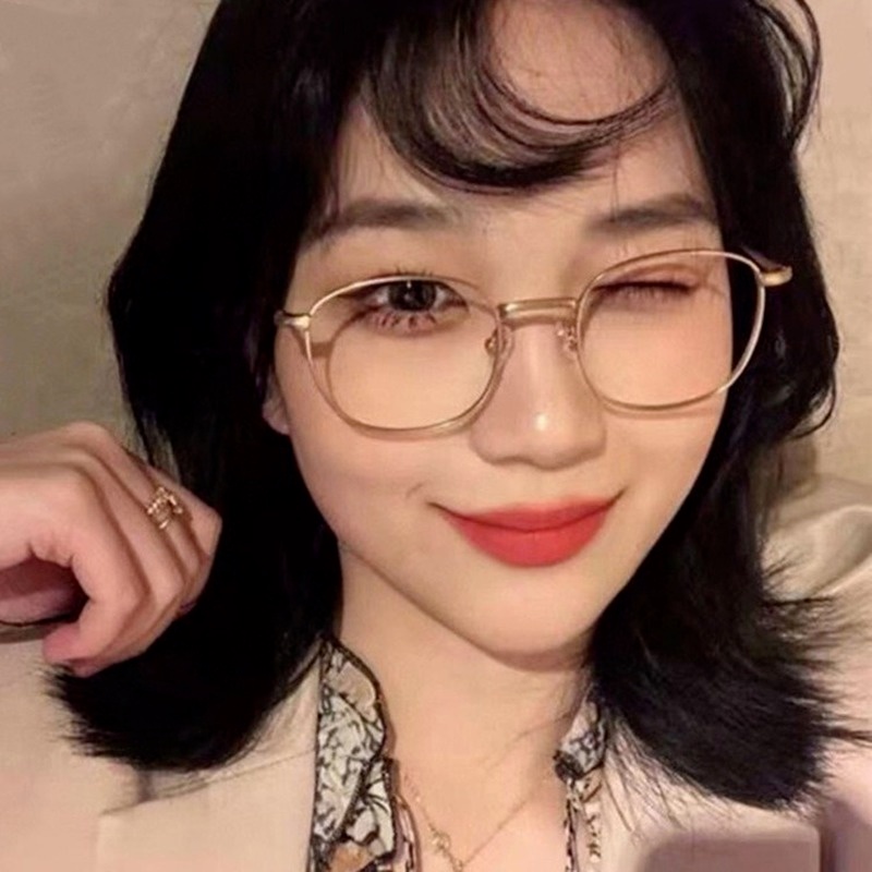 Kính mát gọng vuông kim loại chống ánh sáng xanh thời trang cho nữ