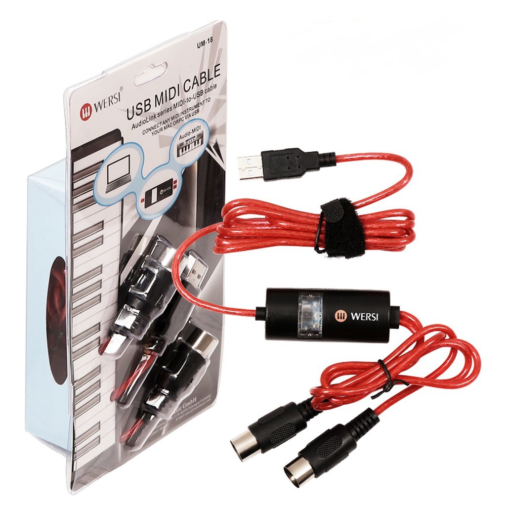 Dây Cáp Midi To USB Cable Cao Cấp WERSI UM-18 Cho Đàn Organ, Piano, Keyboard Controller, Launchpad