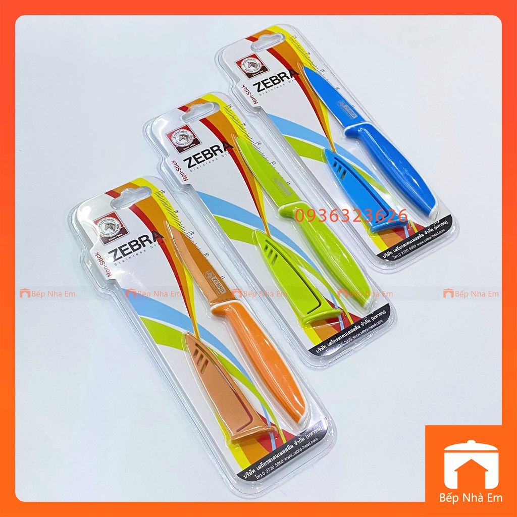 Dao Zebra Chống Dính 3.5" Có Nắp Đậy Nhiều Màu - 100501 - Hàng Nhập Khẩu Thái Lan