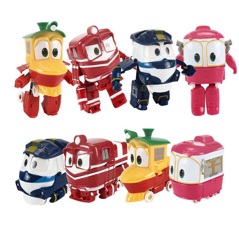 Robot Trains Transformation Anime Figures PVC RT Kay Alf Duck Selly Train Car Robot Toys Kids Gift