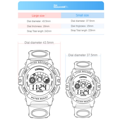 Đồng Hồ Đeo Tay Điện Tử Trẻ Em chính hãng COOBOS Đèn LED 7 Màu Cho Cả Bé Trai Và Gái