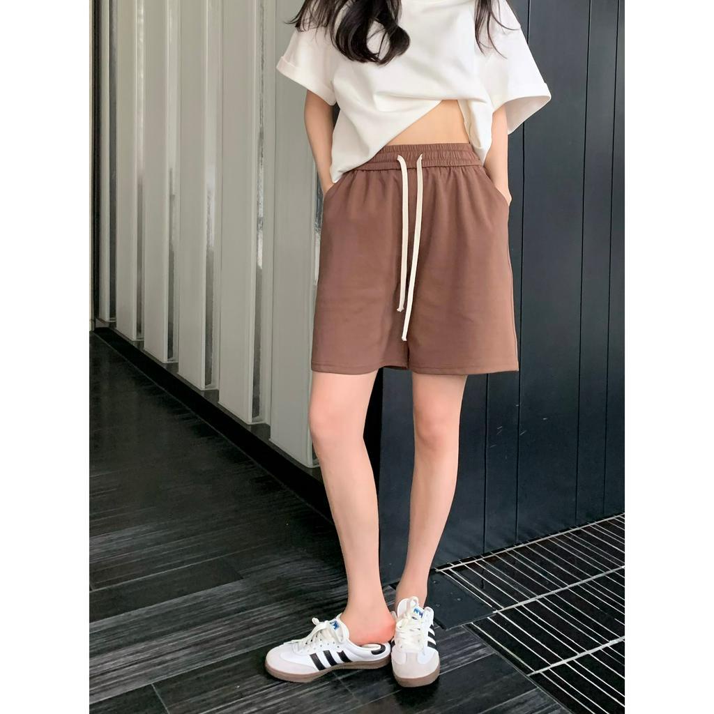 Xiaozhainv Quần Short Thể Thao Lưng Cao Dáng Rộng Phối Dây Rút Với 6 Màu Sắc Chọn Lựa Thời