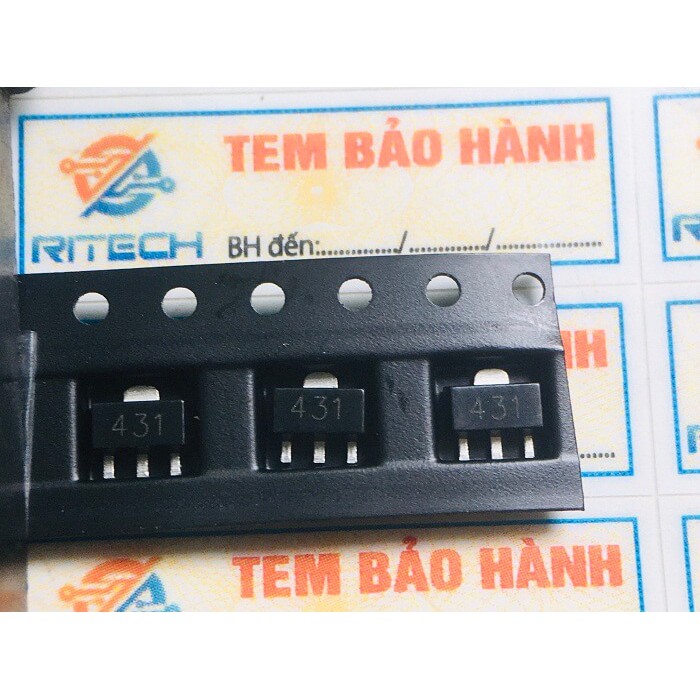 Combo 30 chiếc TL431IPK, TL431 kí hiệu 431 kiểu chân SOT-89