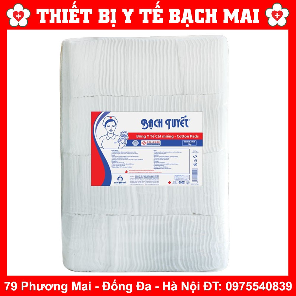 BÔNG BẠCH TUYẾT Y Tế Cắt Miếng 1kg - Vệ sinh cho bé [7X7cm, 10x10cm]