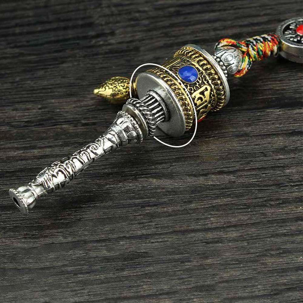 Mặt Dây Chuyền Hình Bánh Xe Cầu Nguyện Phong Cách Phật Giáo Retro
