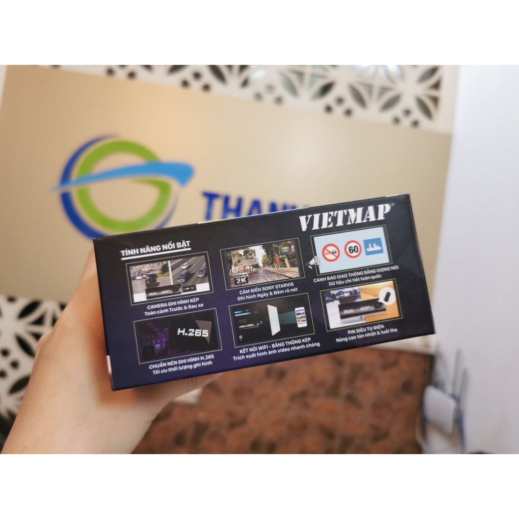 Camera hành trình Vietmap KC01 Pro Cảnh báo giao thông bằng giọng nói tiếng việt, ghi hình trước sau 2k
