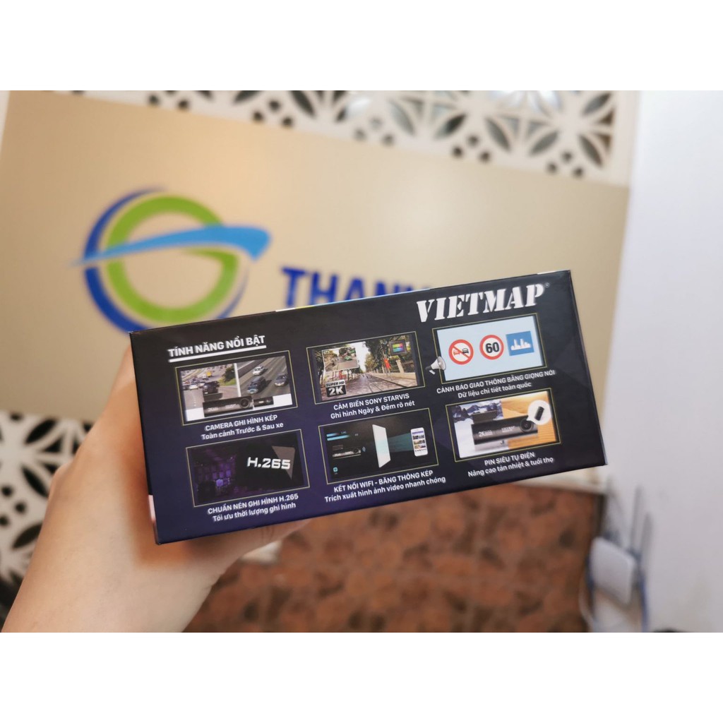 (Tặng thẻ 64G) Camera hành trình Vietmap KC01 Pro Cảnh báo giao thông bằng giọng nói tiếng việt, ghi hình trước sau 2k