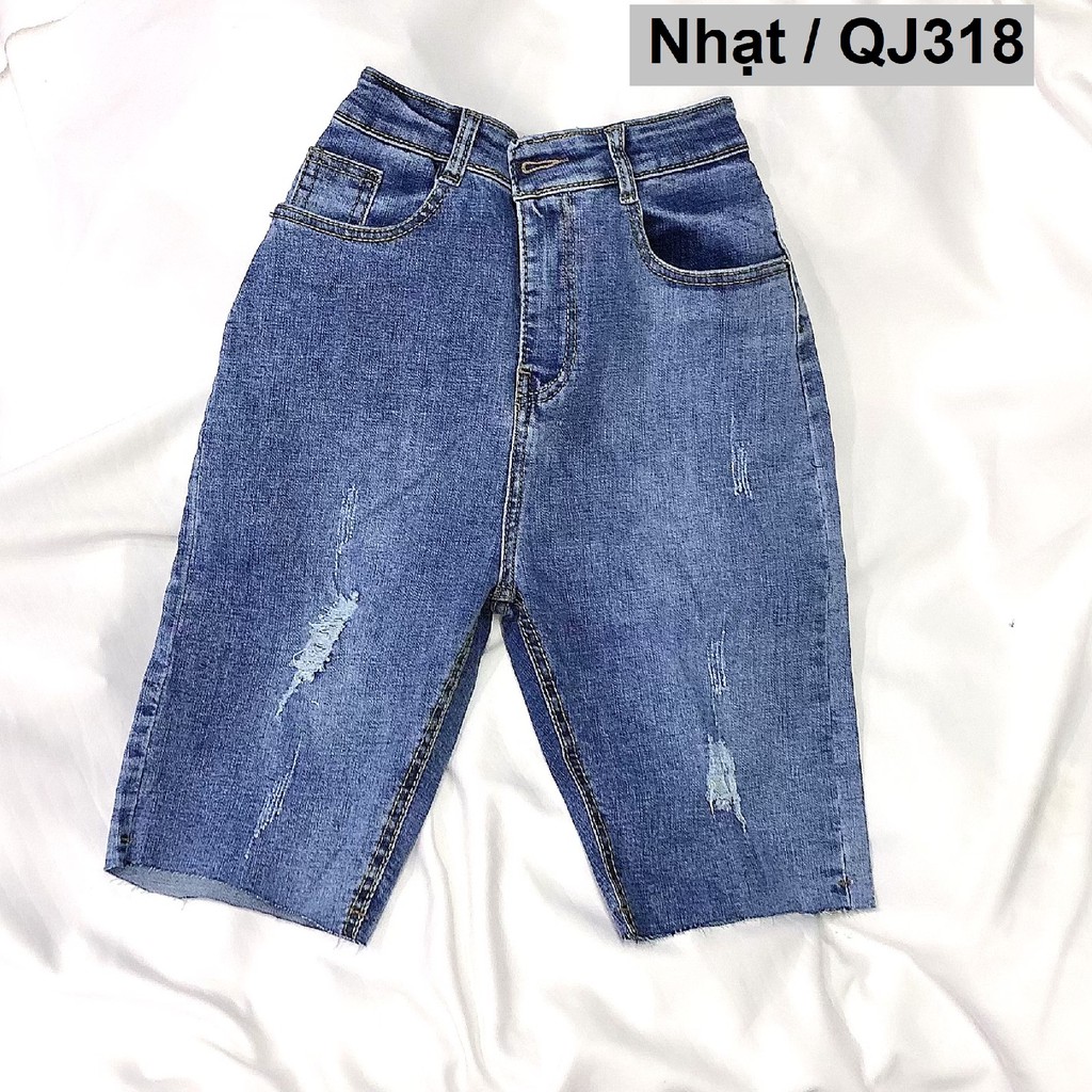 Quần jean ngố size lớn co giãn lưng cao QJ318