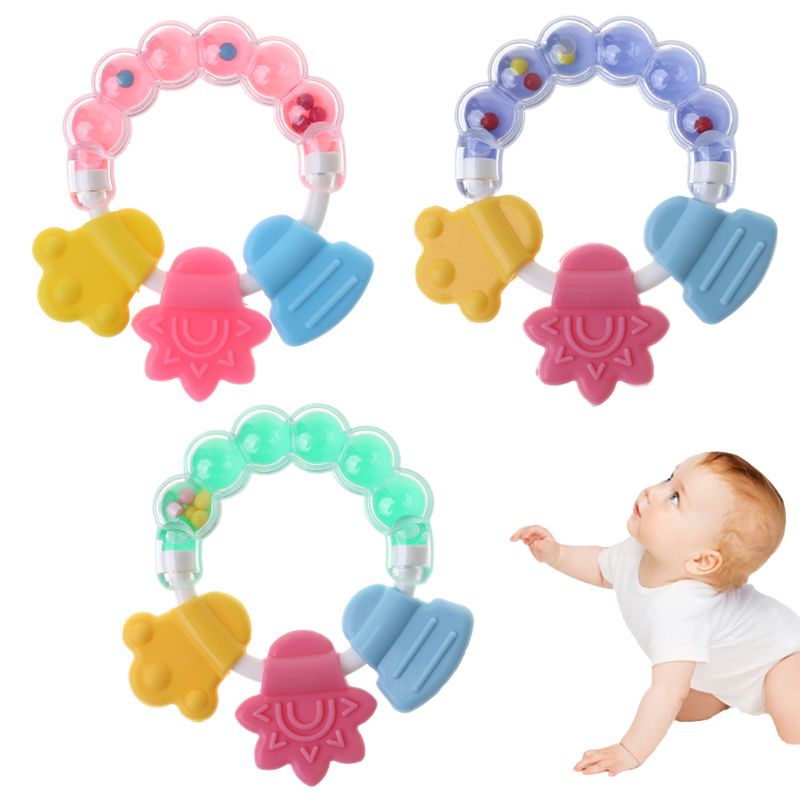Đồ chơi lục lạc bằng silicone cho bé gặm mọc răng