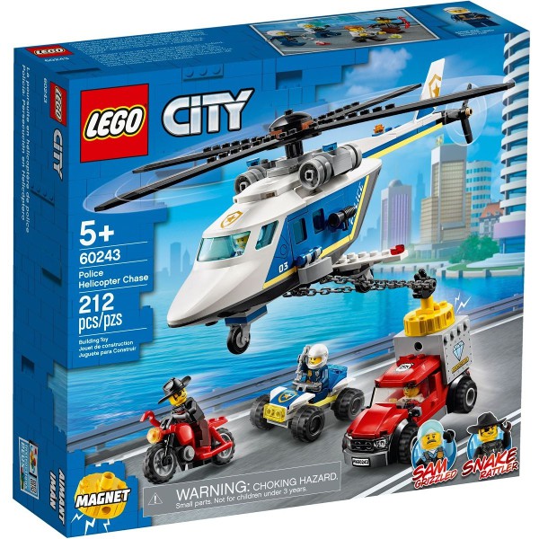 Lego City 60243 - Police Helicopter Chase - Bộ xếp hình Lego Trực thăng truy bắt tội phạm